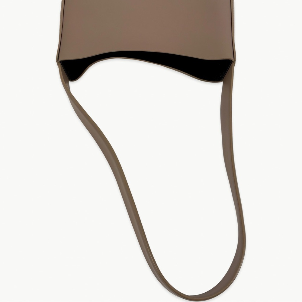 Closed Half Round 100% Calfskin Leather Tote Shoulder Bag | Grey - Picture 2 of 15